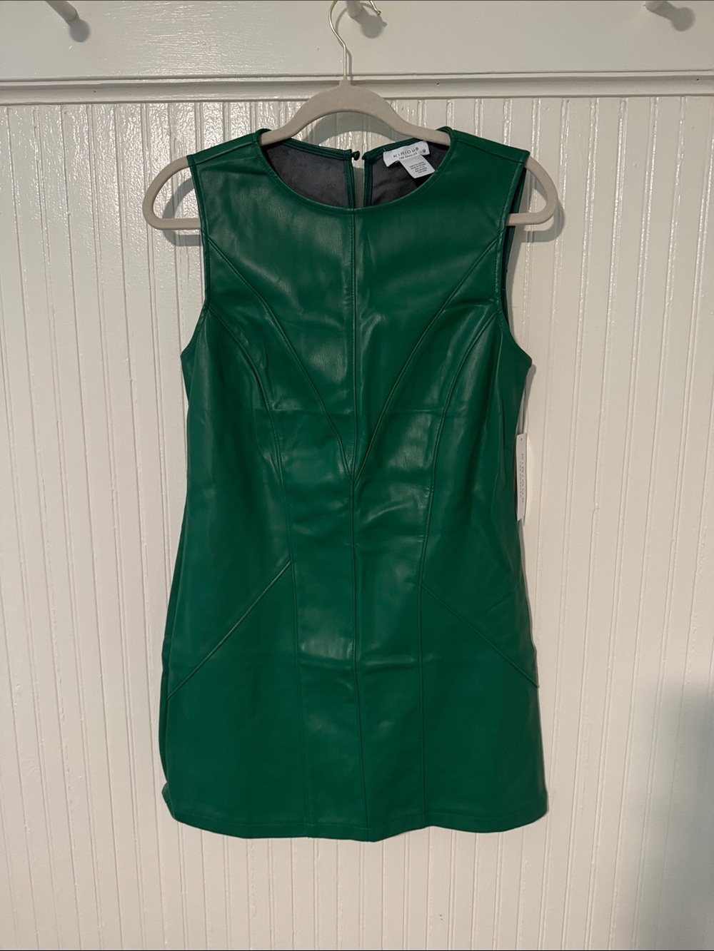 Green Faux-Leather Sheath Dress - Kirious